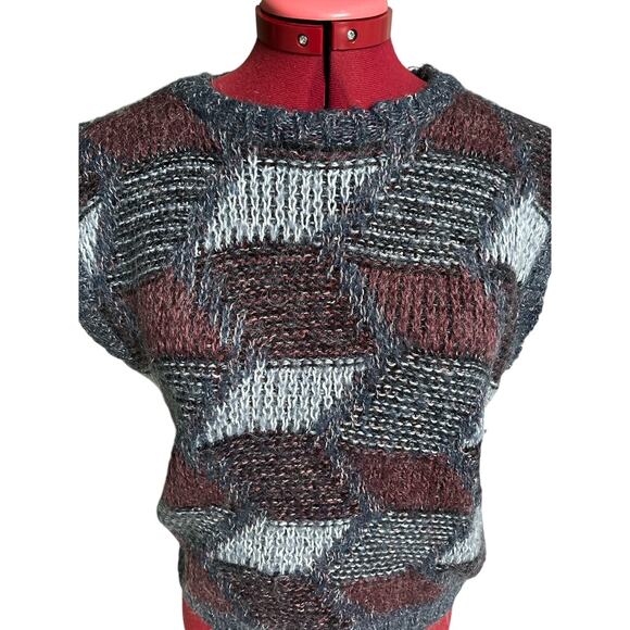 Vintage Executive Focus Medium Mohair Blend Artsy Knit Sweater Vest England Made - Picture 5 of 7